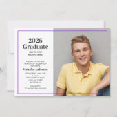 Classic 2023 Graduate Lila Foto Abschluss Einladung (Vorderseite)