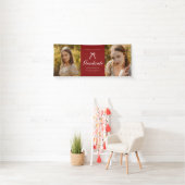 Classic 2-Photo Script Coquette Graduation Party Banner (Insitu)