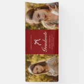Classic 2-Photo Script Coquette Graduation Party Banner (Vertikal)