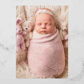 Classic 3 Foto Collage Geburtsankündigung Folieneinladung (Rückseite)