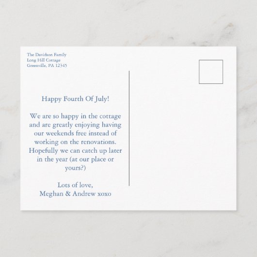 Classic 4. Juli Red White Blue Änderung der Adress Ankündigungspostkarte (Rückseite)