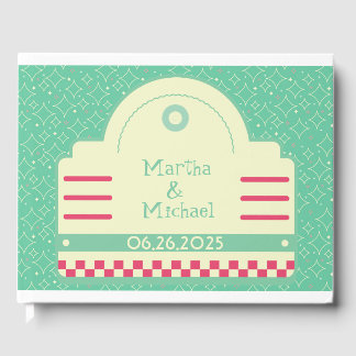Classic 50er Diner Graphic Wedding Guest Book Gästebuch