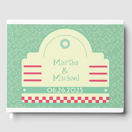 Classic 50er Diner Graphic Wedding Guest Book Gästebuch (Vorderseite)