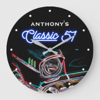 Classic 57 1957 Chevy Neon Effect Car Black Retro