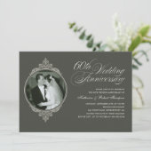 Classic 60 Jahre Foto Dunkle Einladungen (Stehend Vorderseite)