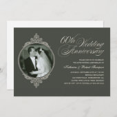 Classic 60 Jahre Foto Dunkle Einladungen (Vorne/Hinten)