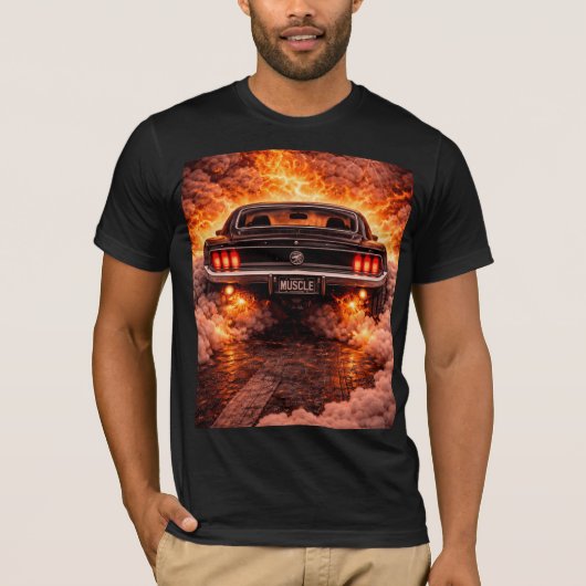 Classic 60s Fastback Muscle Car Burnout T-Shirt (Vorderseite)