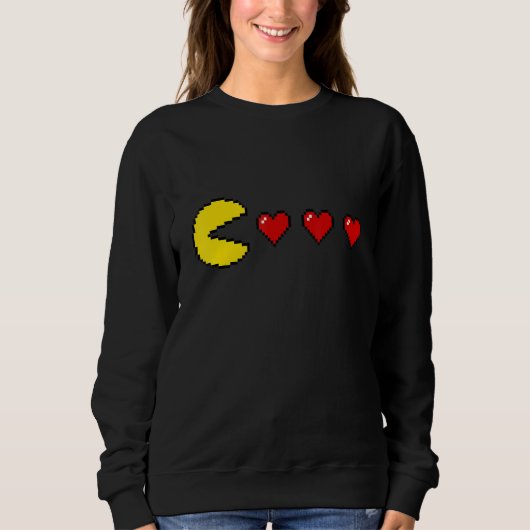 Classic 80s Retro Arcade 8 bit Game Valentine Hear Sweatshirt (Vorderseite)