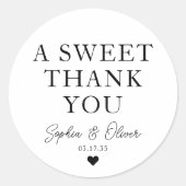 Classic A Sweet Vielen Dank Herz Hochzeit Name Gef Runder Aufkleber (Vorderseite)