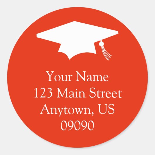 Classic Abschluss Address Label (rot) Runder Aufkleber (Vorderseite)