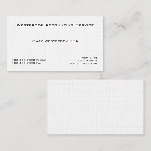 Classic Accountant Linen Business Cards Visitenkarte (Vorne/Hinten)