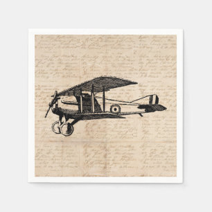 Classic Airplane Antique Aviation Art Paper Serviette