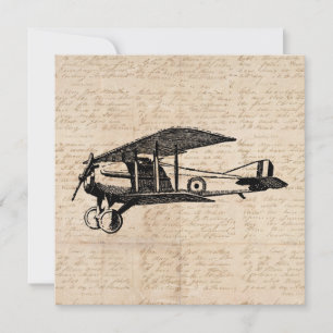 Classic Airplane Antique Aviation Art Skript Feiertagskarte