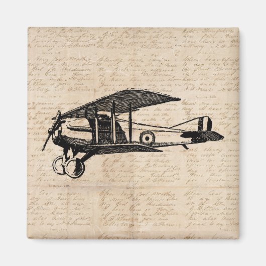 Classic Airplane Antique Aviation Art Skript Magnet (Vorne)