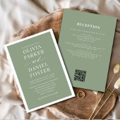 Classic All in One Sage Green QR Code Hochzeit Einladung