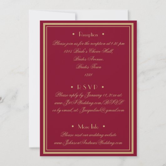 Classic All in one UAWG Website E-Mail Chic Hochze Einladung (Rückseite)