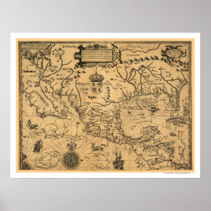 Classic America Map 1600 Poster