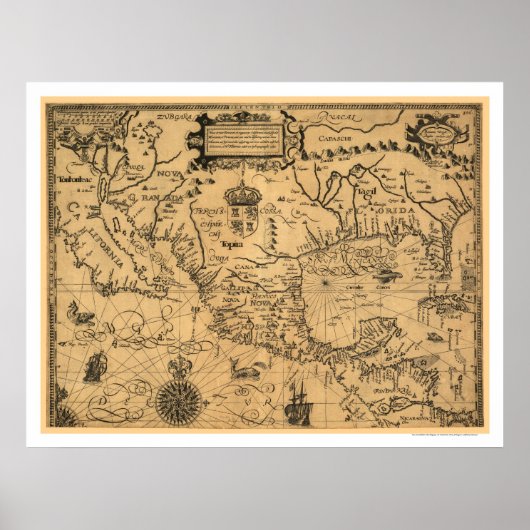 Classic America Map 1600 Poster (Vorne)