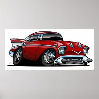 Classic American 57 Frisierte Auto Cartoon Poster