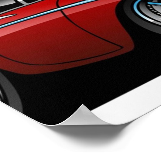 Classic American 57 Frisierte Auto Cartoon Poster (Ecke)