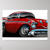 Classic American 57 Frisierte Auto Cartoon Poster (Vorne)