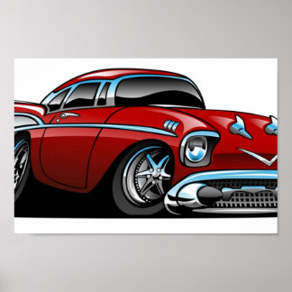 Classic American 57 Frisierte Auto Cartoon Poster