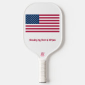 Classic American Flag mit Name Sprichwort Event Pickleball Schläger (Vorderseite)