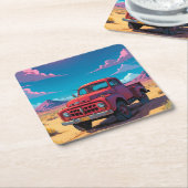 Classic American Lieferwagen Truck Rechteckiger Pappuntersetzer (angewinkelt)