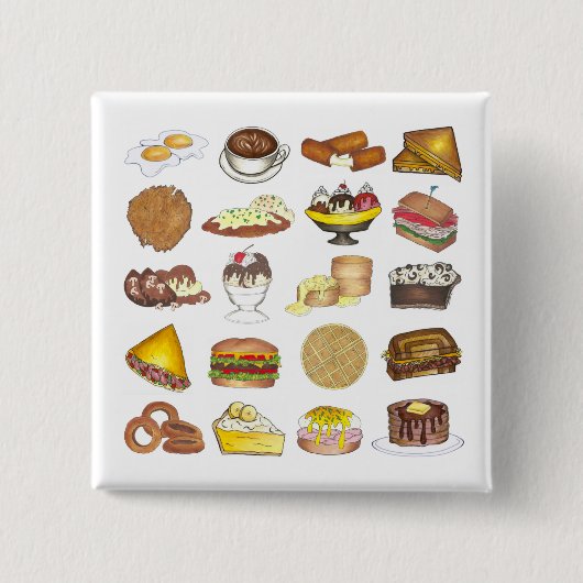 Classic American Lunch Counter Greasy Spoon Diner Button (Vorderseite)