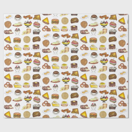 Classic American Lunch Counter Greasy Spoon Diner Geschenkpapier (Flach)