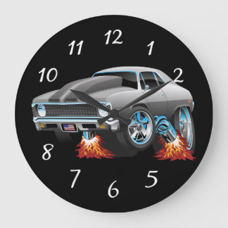 Classic American Muscle Car Frisierte Auto Cartoon Große Wanduhr