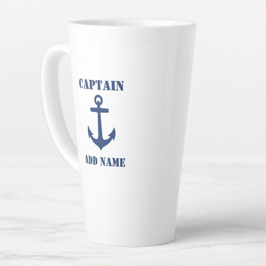 Classic Anchor Captain Boat oder Name 2 Seite groß Milchtasse (Linke Ecke)