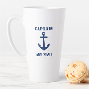Classic Anchor Captain Boat oder Name 2 Seite groß Milchtasse