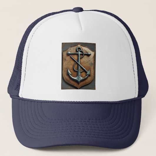 Classic Anchor Emblem – Vintage Maritime Design Truckerkappe (Vorderseite)