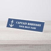 Classic Anchor Ihr Captain Titel Boat Name Navy Schreibtischnamensplakette (Vorderseite )