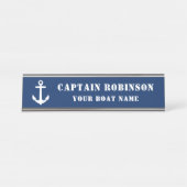 Classic Anchor Ihr Captain Titel Boat Name Navy Schreibtischnamensplakette (Vorderseite )