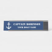Classic Anchor Ihr Captain Titel Boat Name Navy Schreibtischnamensplakette (Vorderseite )