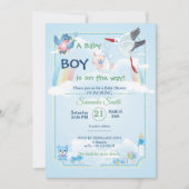 Classic and cute Stork Baby Shower Invitation Einladung (Vorderseite)