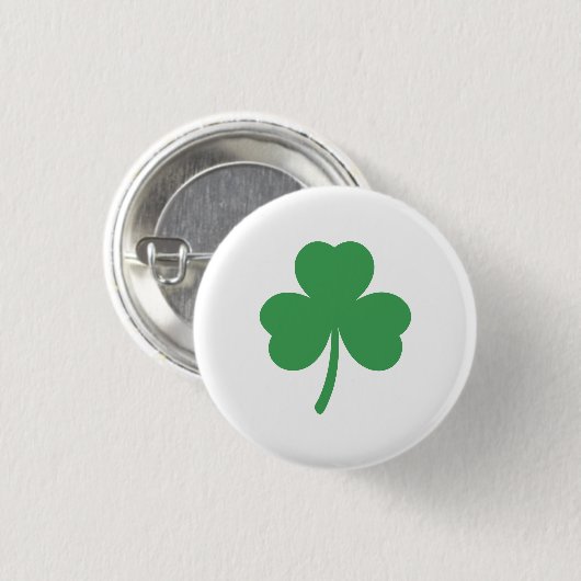 Classic and Lucky Three Leaf Clover Round Button (Vorne & Hinten)