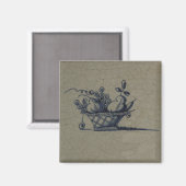 Classic Antiquarian Delft Blue Tile - Obstkorb Magnet (Vorderseite/Rückseite)