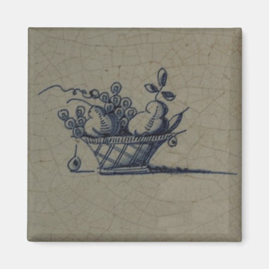 Classic Antiquarian Delft Blue Tile - Obstkorb Magnet (Vorne)