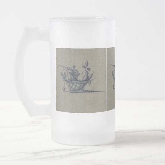 Classic Antiquarian Delft Blue Tile - Obstkorb Mattglas Bierglas (Links)
