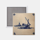 Classic Antiquarian Delft Blue Tile - Water Well B Magnet (Vorderseite/Rückseite)