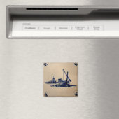 Classic Antiquarian Delft Blue Tile - Water Well B Magnet (In Situ (Geschirrspüler))