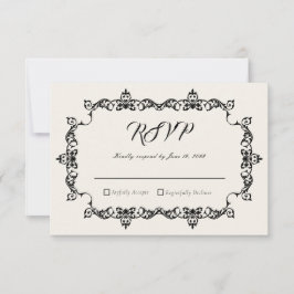 Classic Antique Ivory Ornately Framed Wedding RSVP Karte