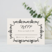 Classic Antique Ivory Ornately Framed Wedding RSVP Karte (Stehend Vorderseite)