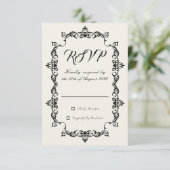 Classic Antique Ivory Ornately Framed Wedding RSVP Karte (Stehend Vorderseite)