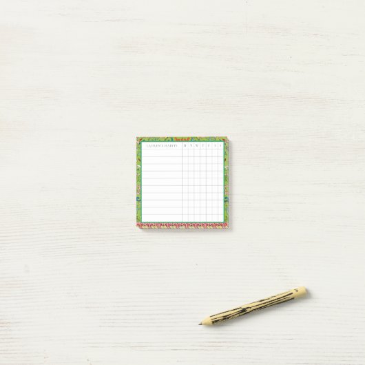 Classic Apple Green Chinoiserie Habit Tracker Post-it Klebezettel (Auf Schreibtisch)