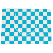 Classic aqua blue checkerboard große geschenktüte (Vorderseite)