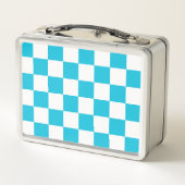 Classic aqua blue checkerboard metall brotdose (Rückseite)